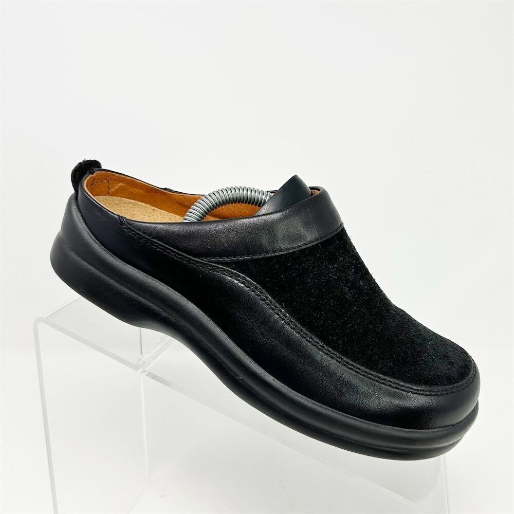 Birkenstock Footprints Black Leather Slip-On Mules Size 36 (US 5-5.5) Casual